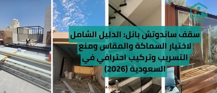 سقف ساندوتش بانل: الدليل الشامل لاختيار السماكة والمقاس ومنع التسريب وتركيب احترافي في السعودية (2026)