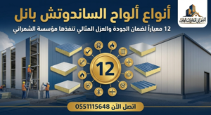 أنواع ألواح الساندوتش بانل 12 معياراً لضمان الجودة والعزل المثالي تنفذها مؤسسة الشمراني