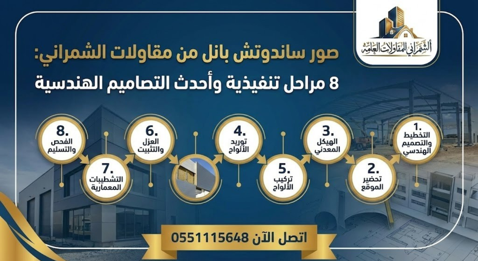 صور ساندوتش بانل من مقاولات الشمراني 8 مراحل تنفيذية وأحدث التصاميم الهندسية