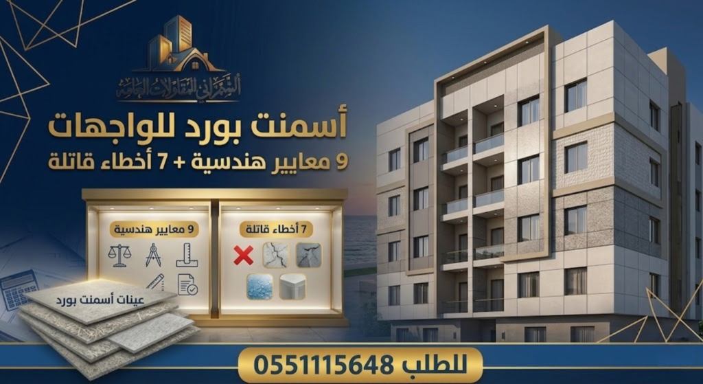 أسمنت بورد للواجهات 9 معايير هندسية + 7 أخطاء قاتلة