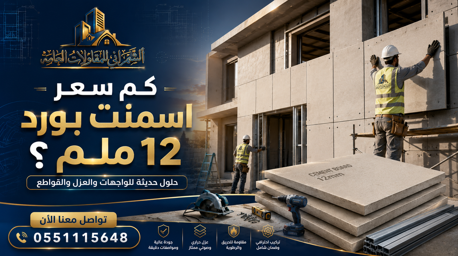 سعر اسمنت بورد 12 ملم