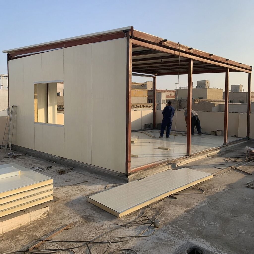 تنفيذ ملحق ساندوتش بانل بعد التصريح