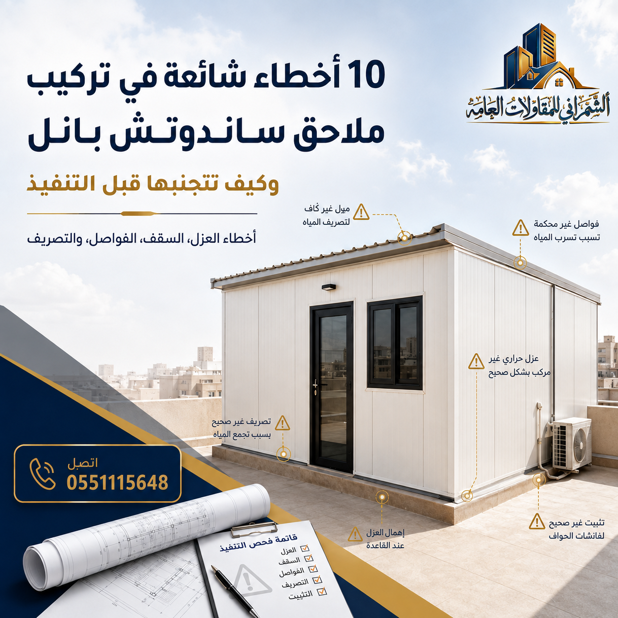 أخطاء شائعة في تركيب ملاحق ساندوتش بانل
